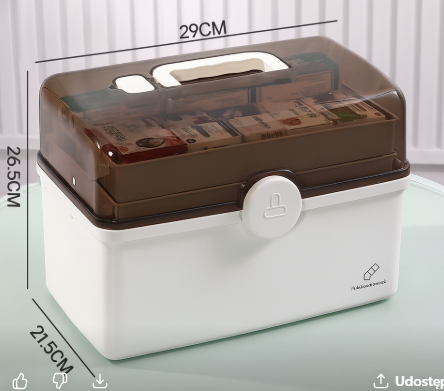 Wielopoziomowy pojemnik na leki z blokadą